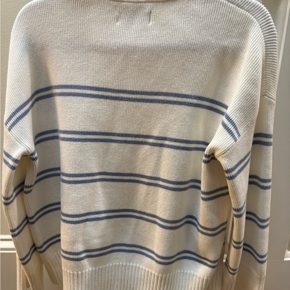 LAKE Women's Striped Cardigan Sweater - Cream and Blue - Picture 2 of 5